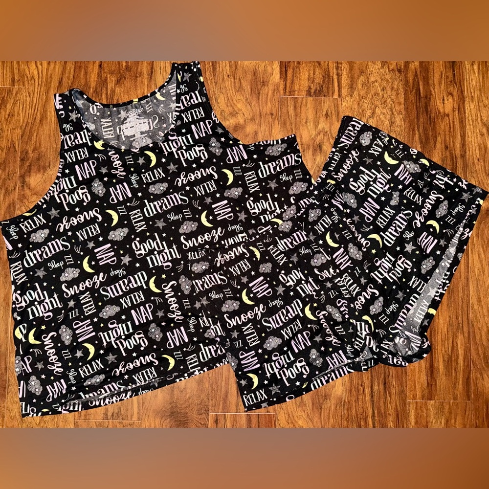 JoySpun Sleep Pajama Set Black w Sleep Letters - XL